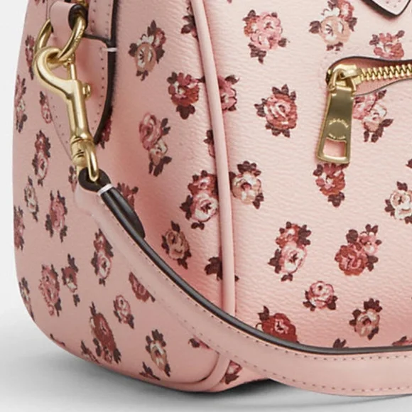 Coach Rowan Satchel Blush Rose Print and Your Choice Bag Charm + Duster NWT - Picture 8 of 15